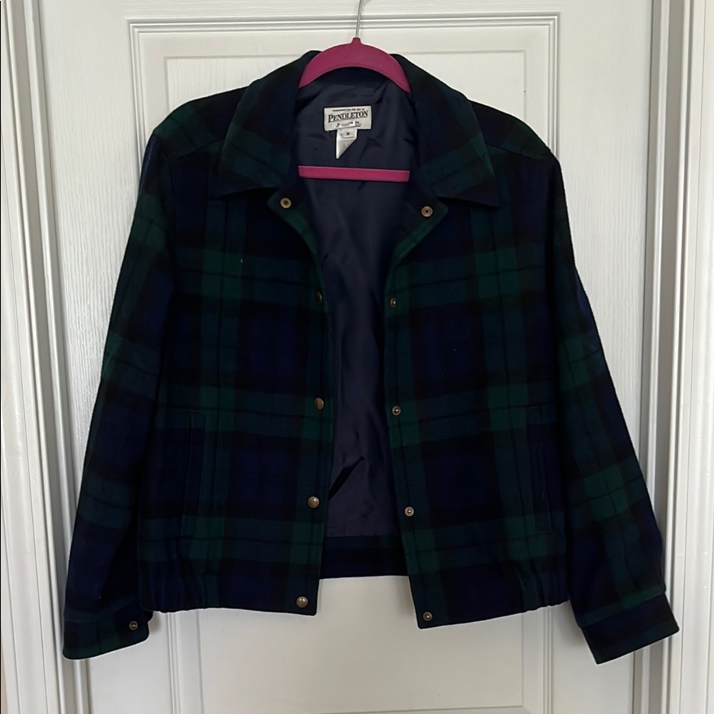 Pendleton Green and Blue Bomber Jacket Classic Plaid